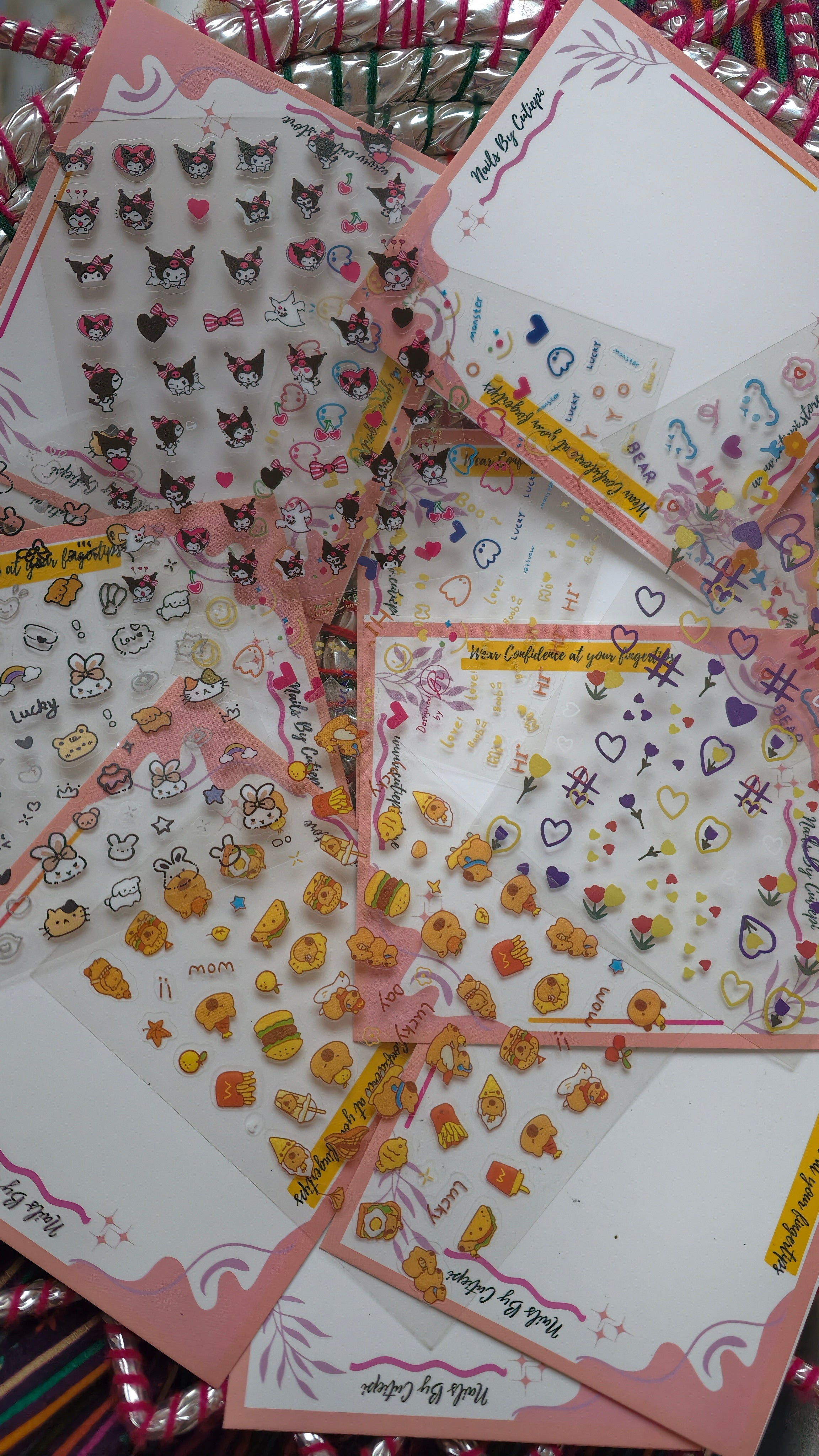 Art Stickers sheets for decorating Phone, Nails and other accessories (Cost per sheet is 60Rs)