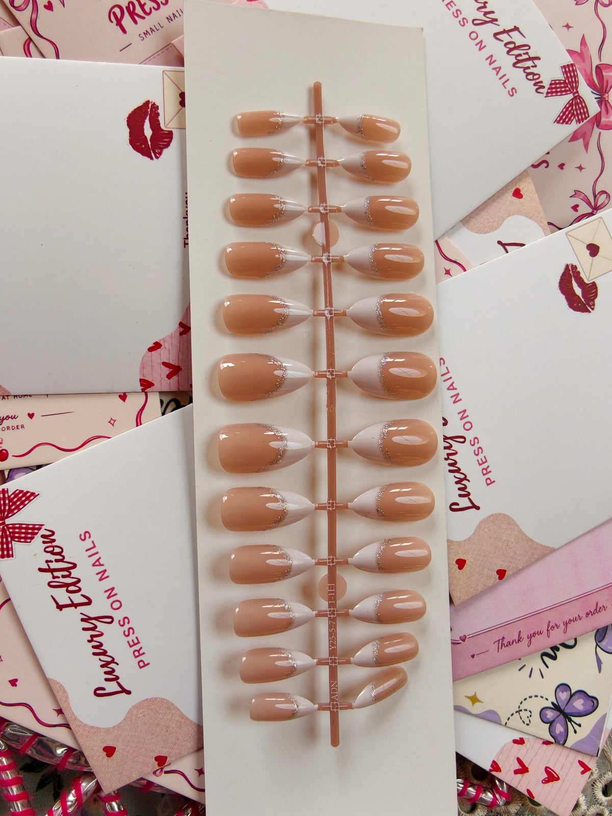 Shimmery French- 24 pcs Nails with Application kit