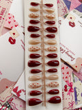 Scarlet Red- 30pcs Cat eye Nails with application kit