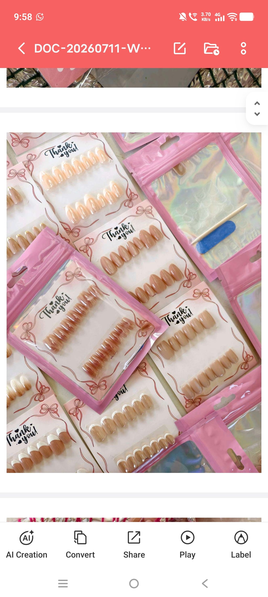 Nail packaging pack of 50 size 4*5 for nail cards