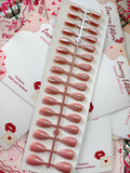 Velvet Pink-  30pcs Cat eye Nails with application kit