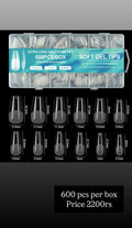 Soft Gel tips - For handmade Nails - 600 pcs in One Box- Imported quality