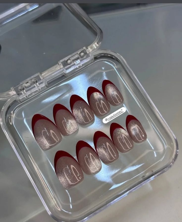 Red French - 12 pcs per set premium cat eye one set 180rs moq 15 sets
