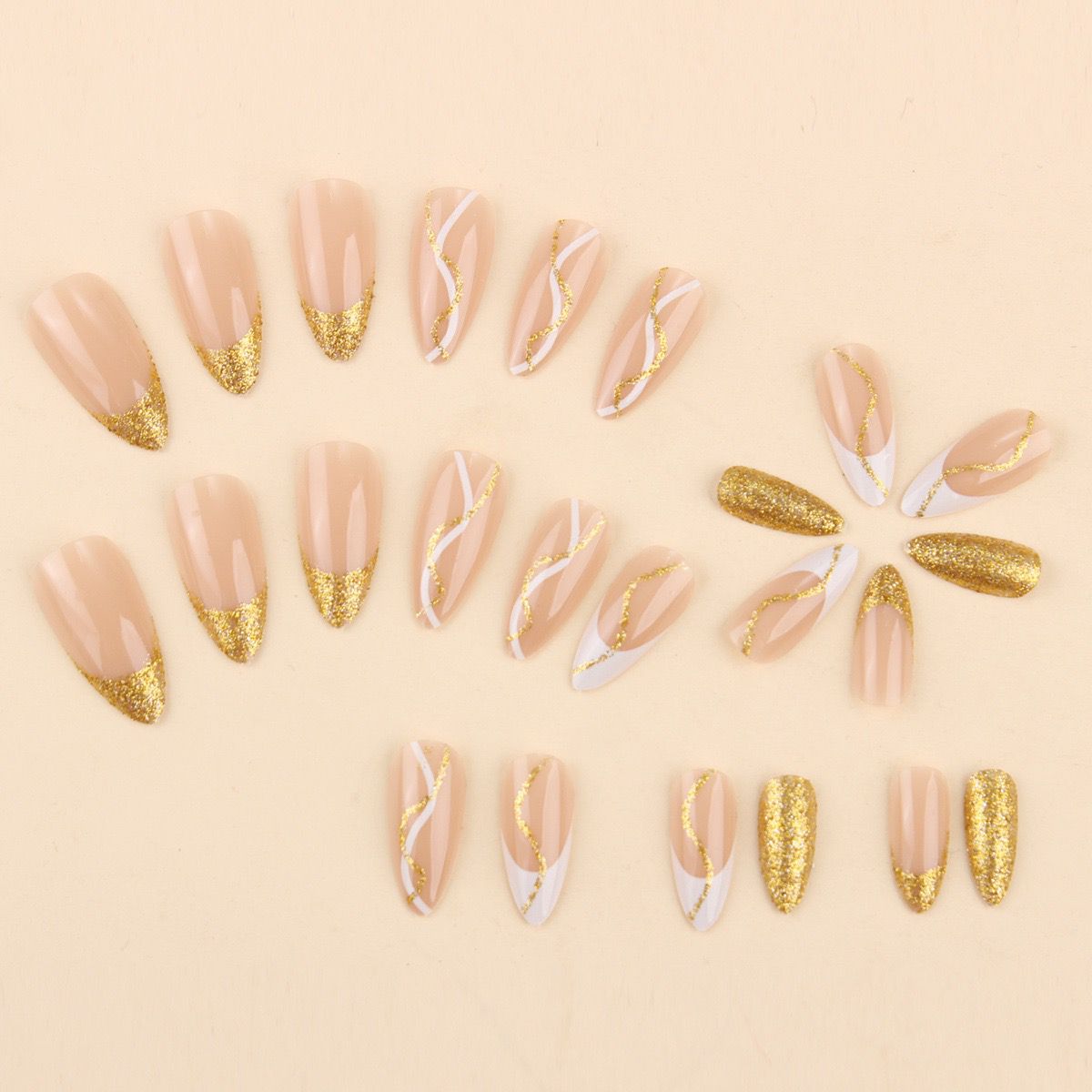 Glitter French- 24pcs Per set (310 Each set) Moq 10 pcs