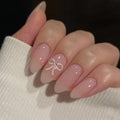 Pink Bow Nails-24pcs (280rs) Nail Stick Moq 10 pcs Minimum (For Reselers only)