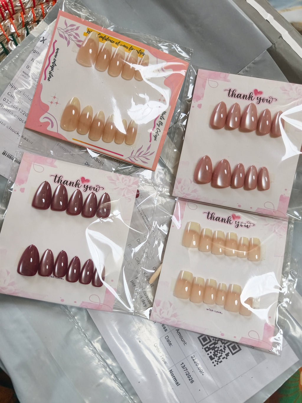Pack of 50 transparent nail packaging 4*5