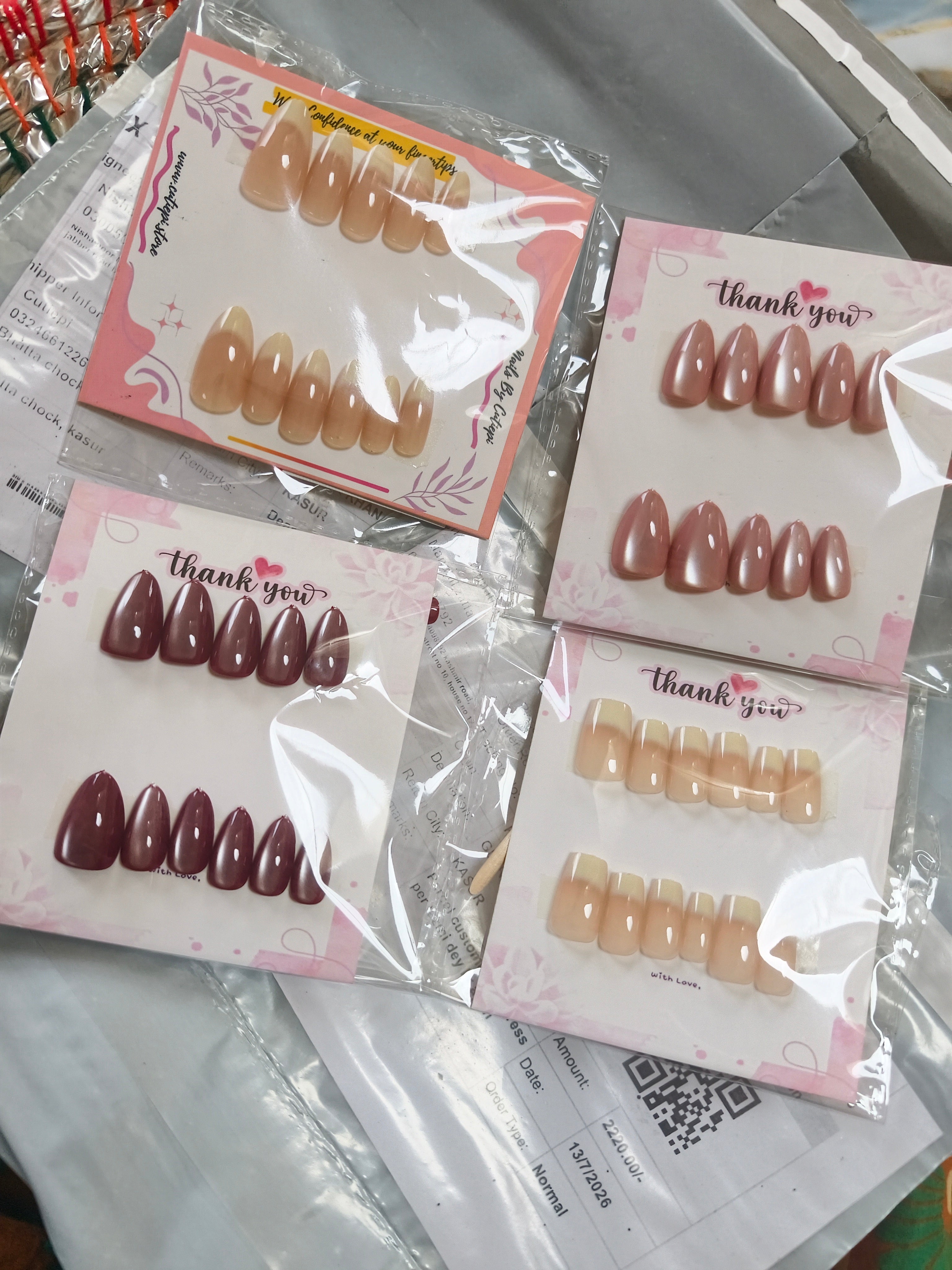 Pack of 50 transparent nail packaging 4*5