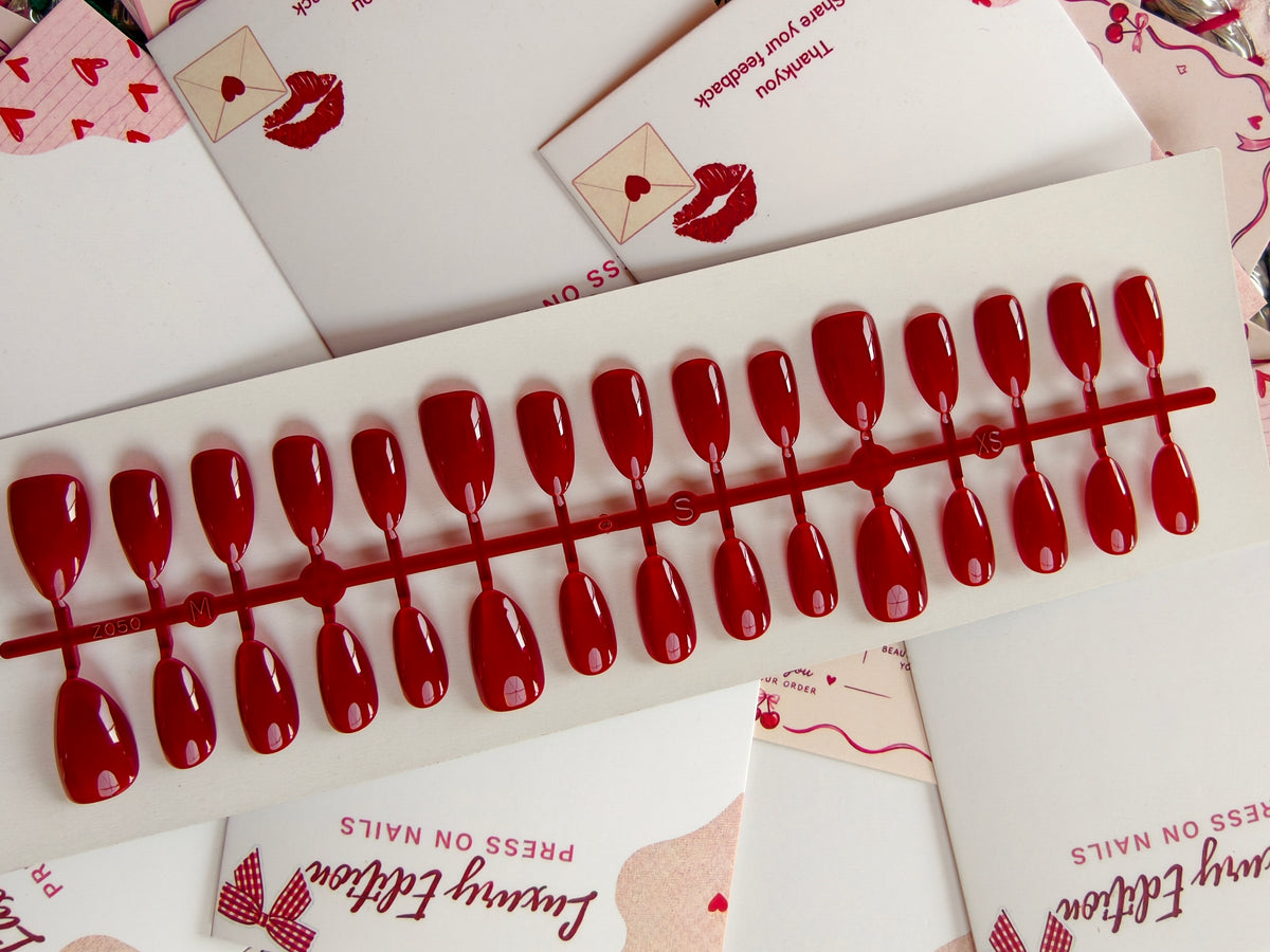 Deep wine- 30pcs Cat eye Nail set with application kit