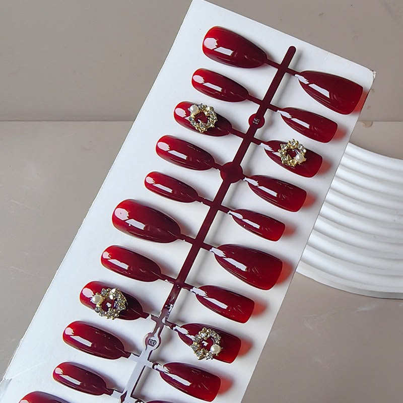 Bridal Red- 15pcs High quality Nail set with application kit
