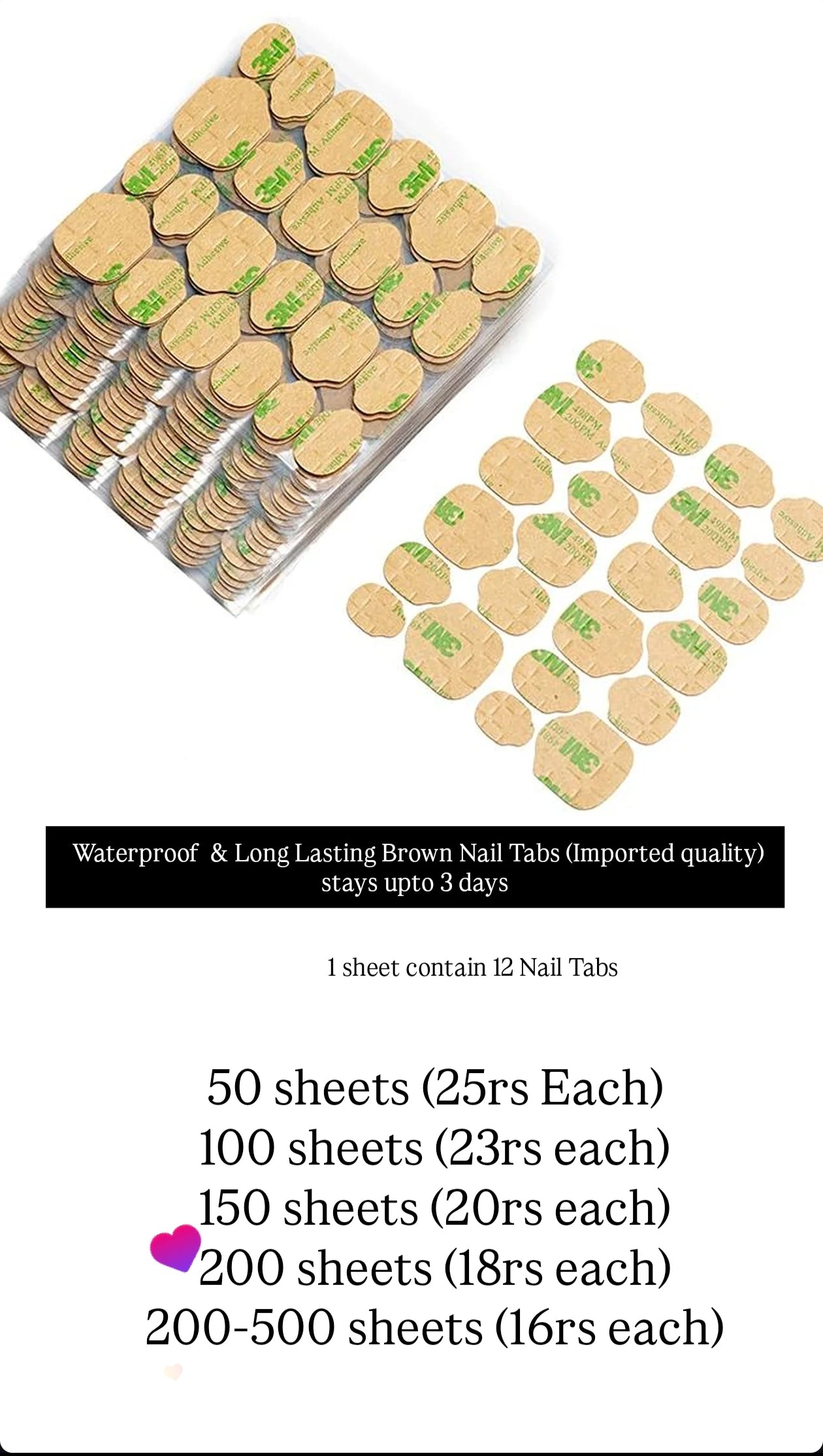 High quality sticky Tabs- Imported Quality - Lasting 3 to 4 Days