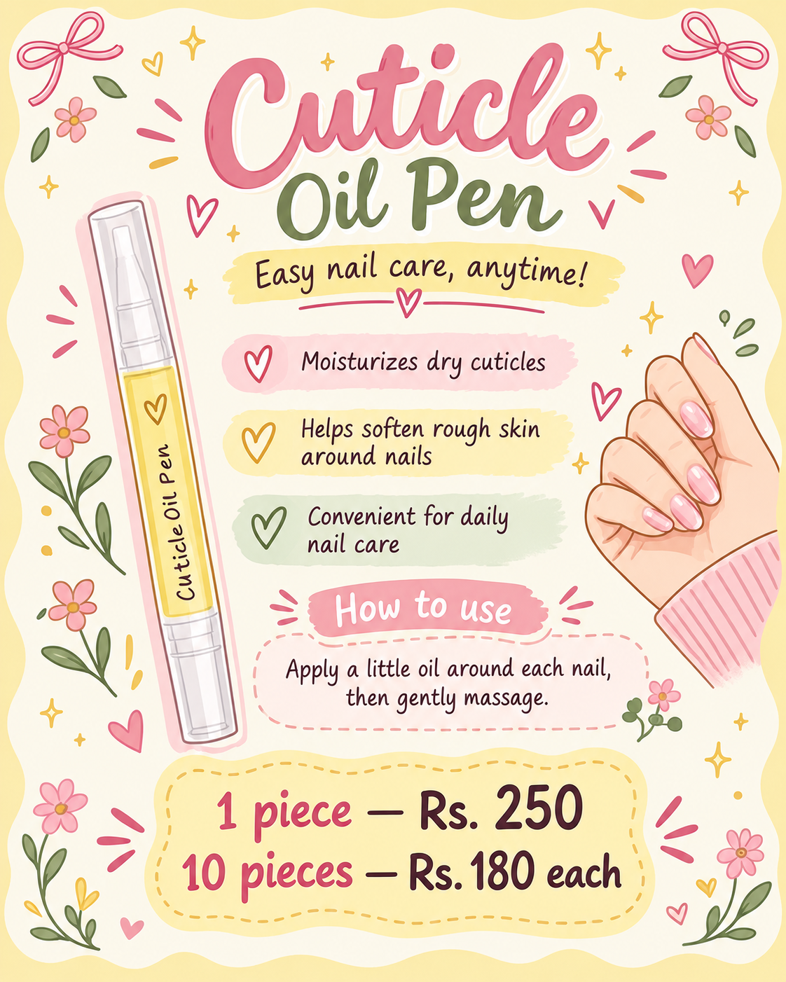 Cuticle oil pen- Regrowth of your nails